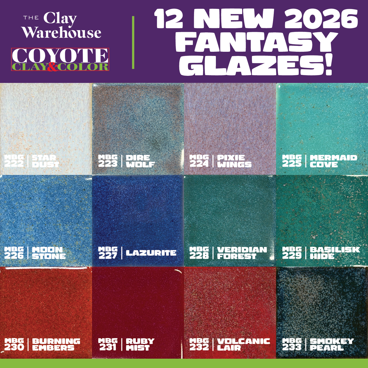 NEW* 2026 Coyote Fantasy Glaze Additions – The Clay Warehouse Inc.
