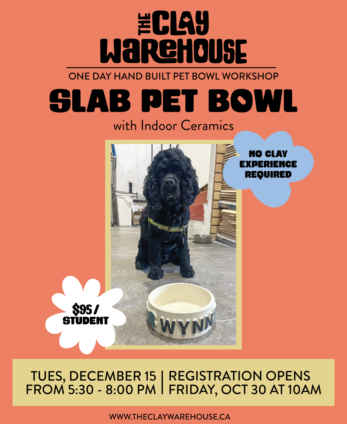 SPECIAL WORKSHOP* Slab-built Pet Bowl w/ Indoor Ceramics (ONE-TIME WORKSHOP)