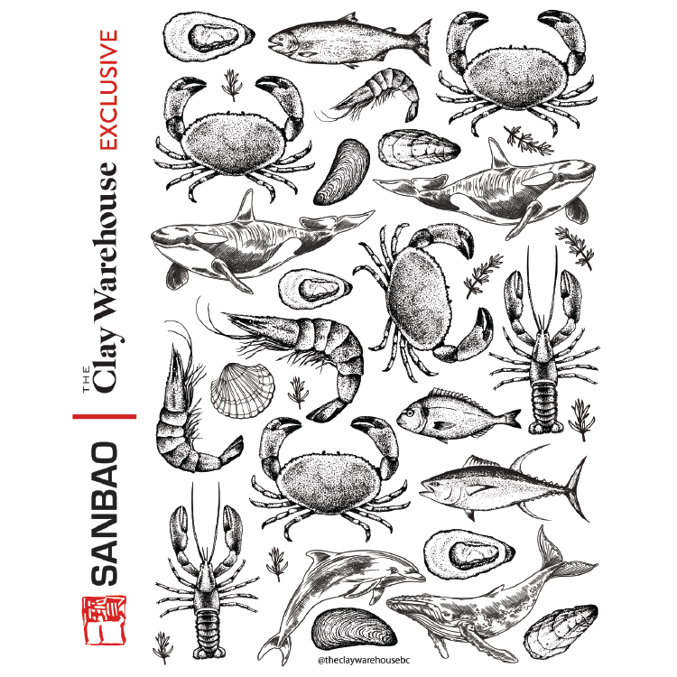 SanBao Underglaze Transfer - CW EXCLUSIVE - Pacific Northwest Sea Life (19" x 13")