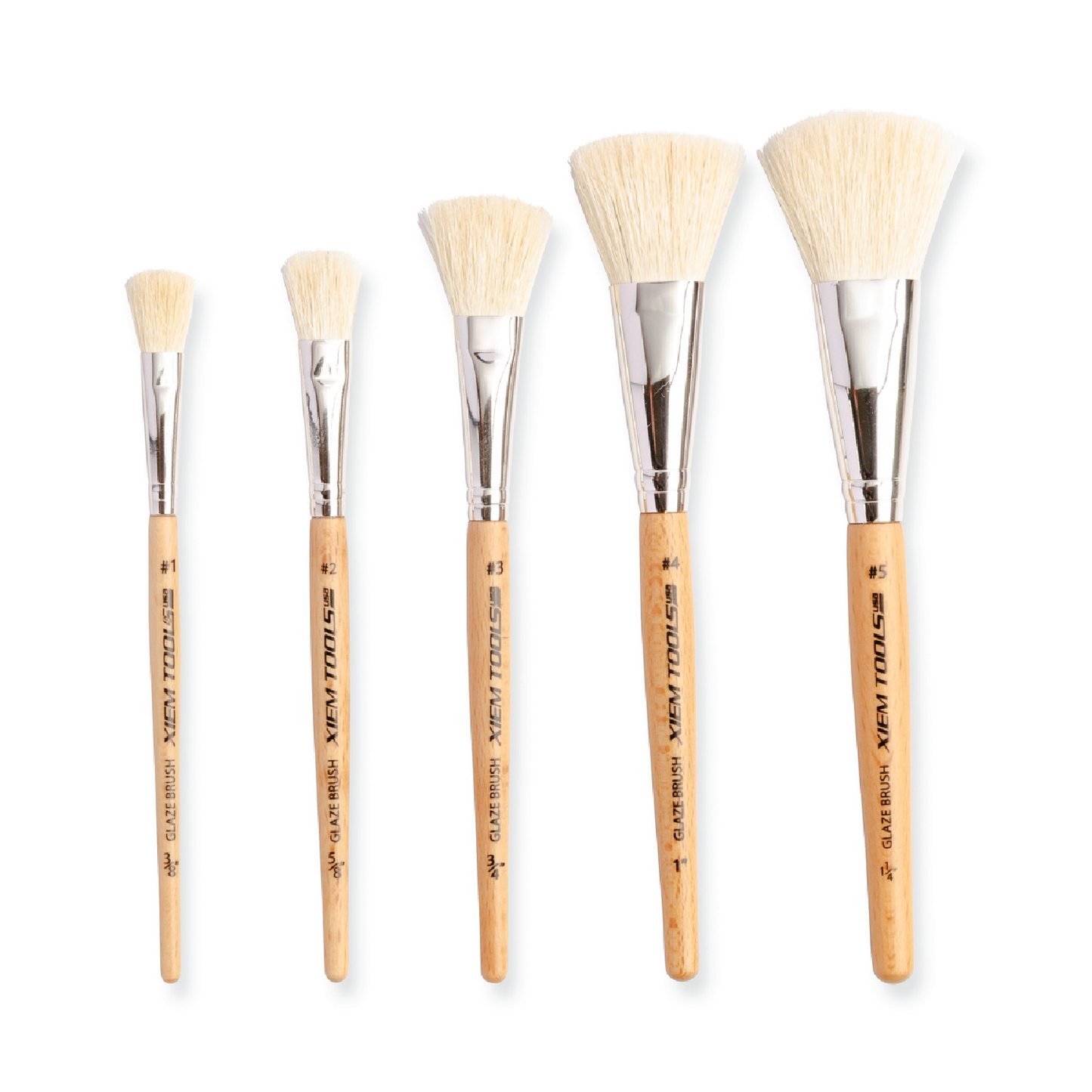 Xiem Tools - Round Glaze Brush Set - High Quality Goat Hair - 5 Pack (RGBS)