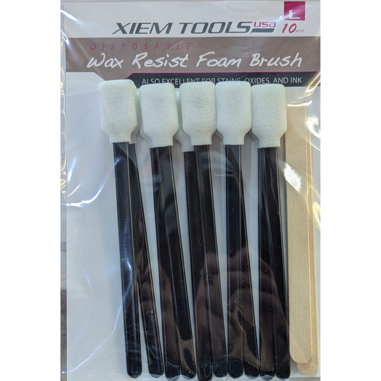 Xiem Tools - Wax Resist Foam Brush - Large 0.6” - 10 Pieces (WRBL)