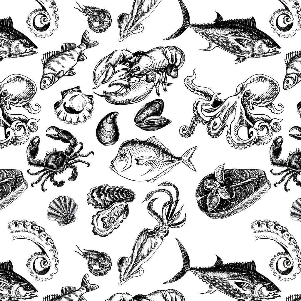 SanBao Underglaze Transfer - Ocean Shellfish (19" x 13")