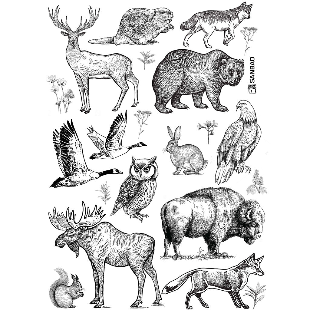 SanBao Underglaze Transfer - Forest Animals (19" x 13")