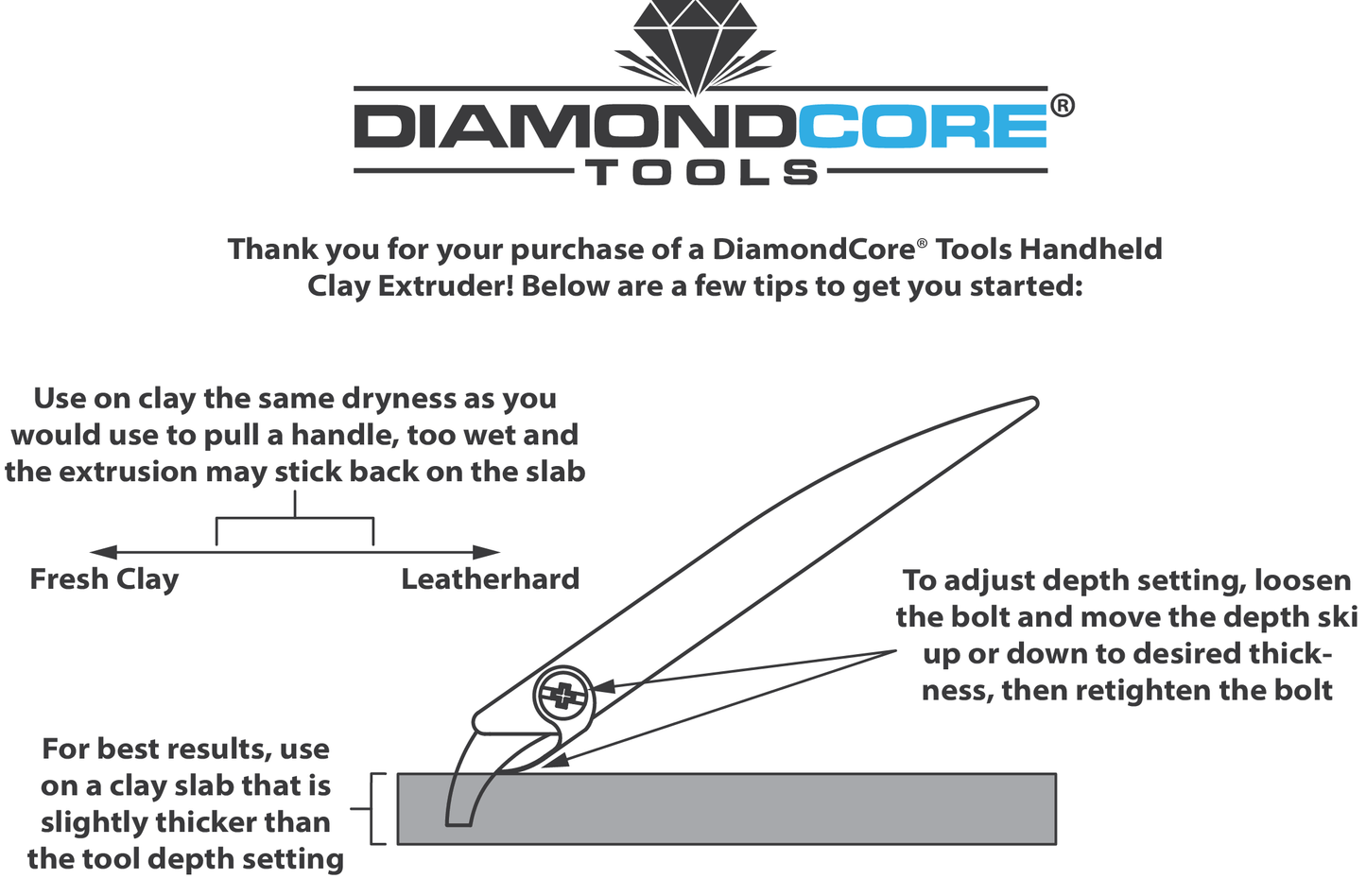 DiamondCore Tools - Concave Handheld Clay Extruder (R4)