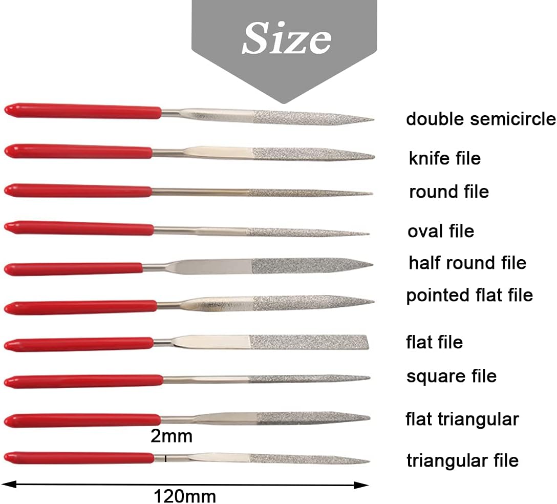 Mini Diamond File Set - Trimming Tool Sharpening - 10 pcs (DIAFILE)