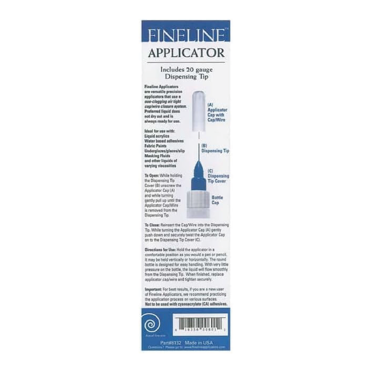 FineLine Applicators - 8132 FineLine Applicator Pens - 1 oz, 20 Gauge Tips (3-Pack) (FLA8132)