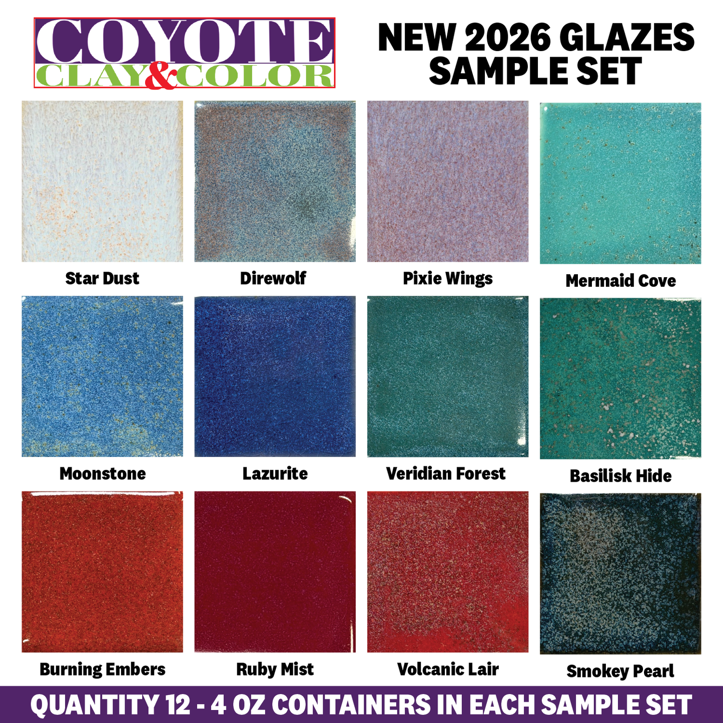 Coyote New Fantasy Glaze Sample Set - Qty 12 x 4 oz (SS2)