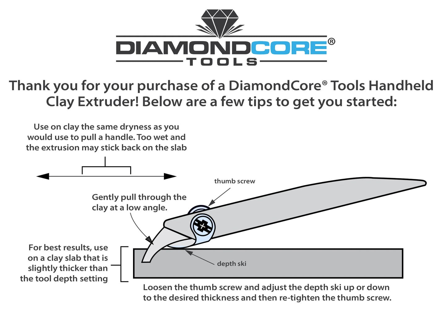 DiamondCore Tools - Square Trapezoid Wall XL Handheld Clay Extruder (R210)