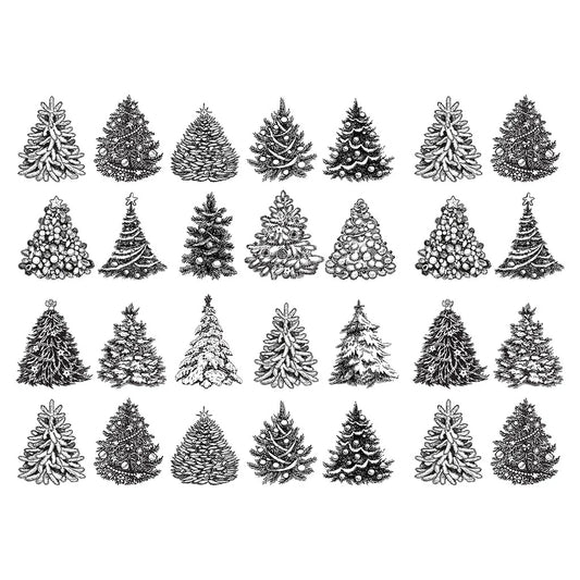 SanBao Underglaze Transfer - Holiday Trees (19" x 13")