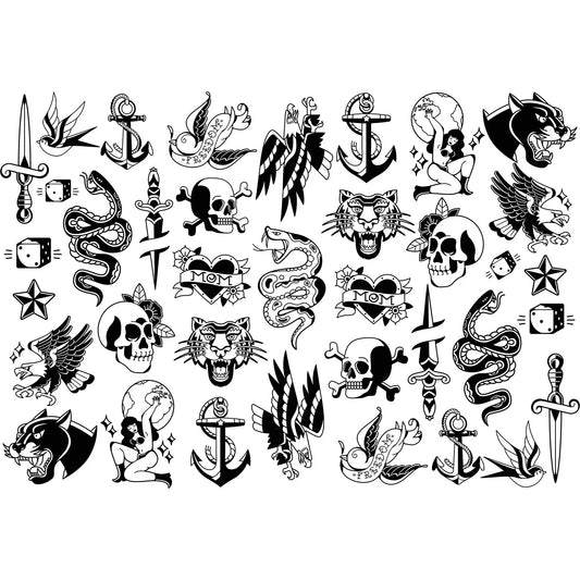 SanBao Underglaze Transfer - Vintage Tattoo (19" x 13")