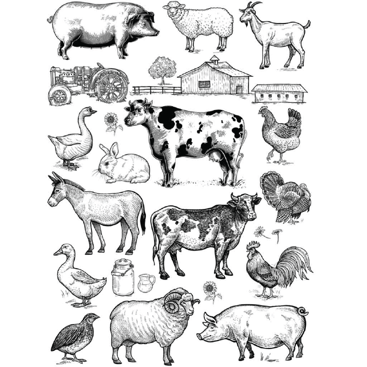 SanBao Underglaze Transfer - Farm Animals (19" x 13")
