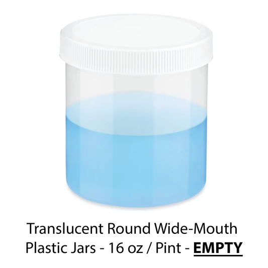 Translucent Round Wide-Mouth Plastic Jars - 16 oz / Pint (PJ)