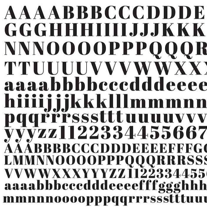 SanBao Underglaze Transfer - Serif Font Letters (19" x 13")