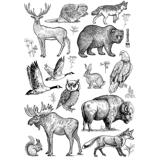 SanBao Underglaze Transfer - Forest Animals (19" x 13")