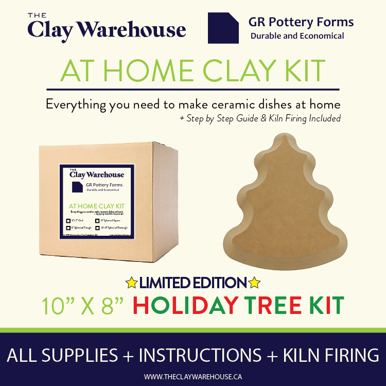 GR Pottery Forms - AT HOME CLAY KIT - 8" x 10" Holiday Tree LIMITED EDITION - All Supplies + Instructions + Kiln Firing (GRAHKHT810)